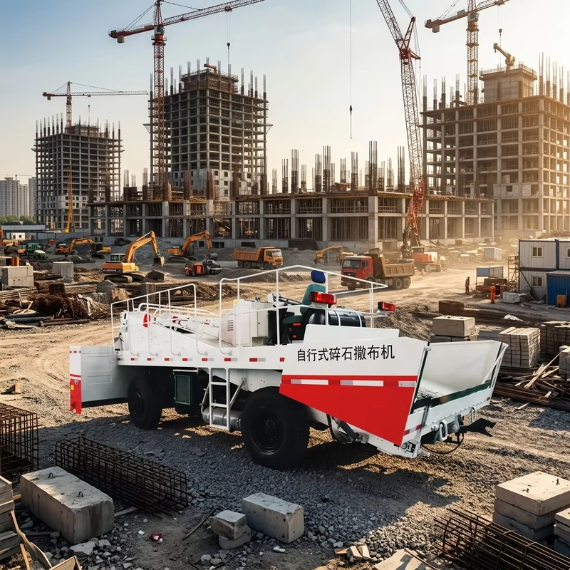 SS6000 ذاتية الدفع مانع التسرب للرقائق، عرض رش قابل للتعديل بدون خطوات 6 متر، ناشر رقائق الأسفلت لصيانة الطرق السريعة