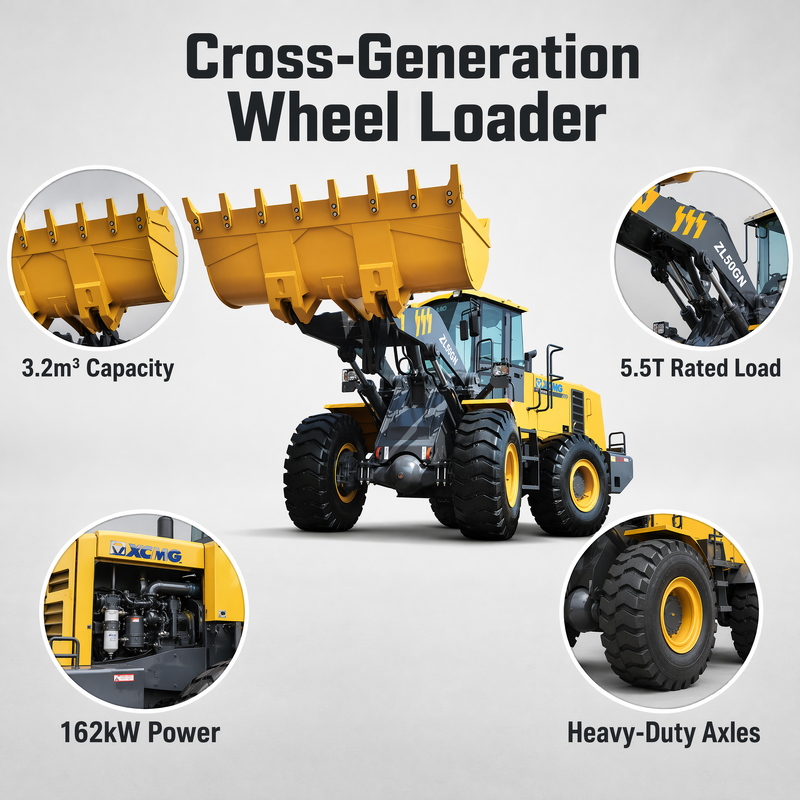 XCMG ZL50GN 5 طن محمول العجلات الأمامية 3.2m3