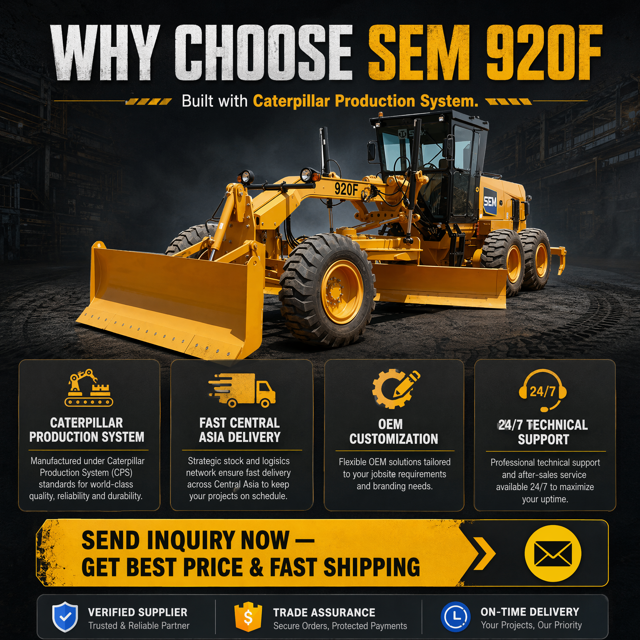 SEM920F F-Series Tier 2 Motor Grader, SDEC Engine PPPC Load-sensing Hydraulic Road Grader